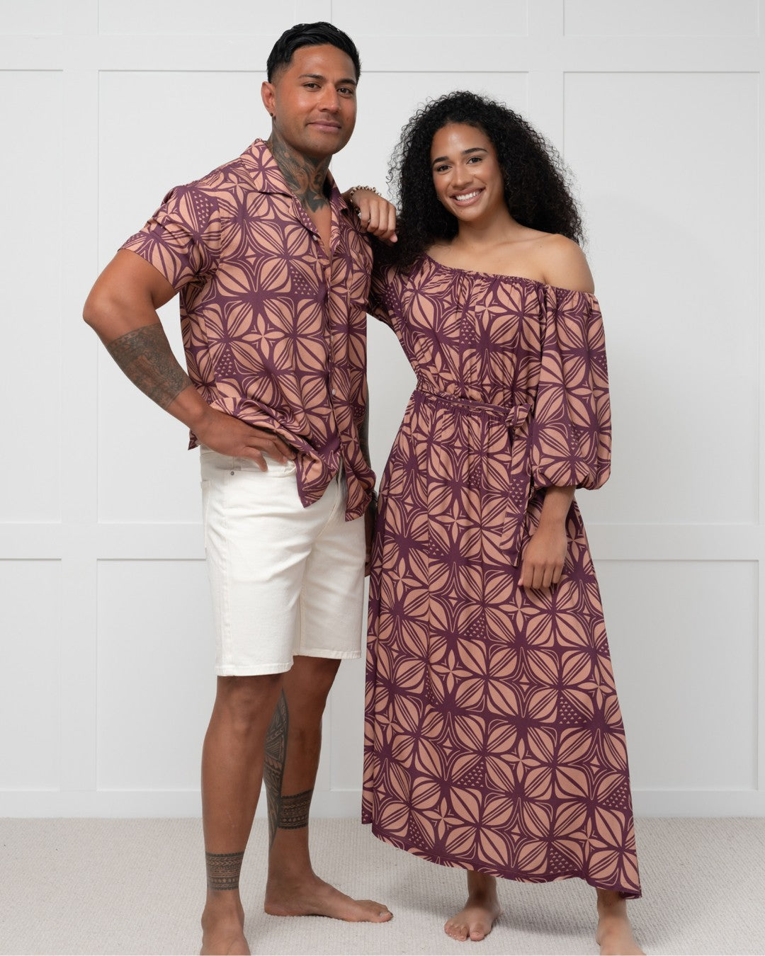 Island Dress & Shirt Matching Set - Dawn