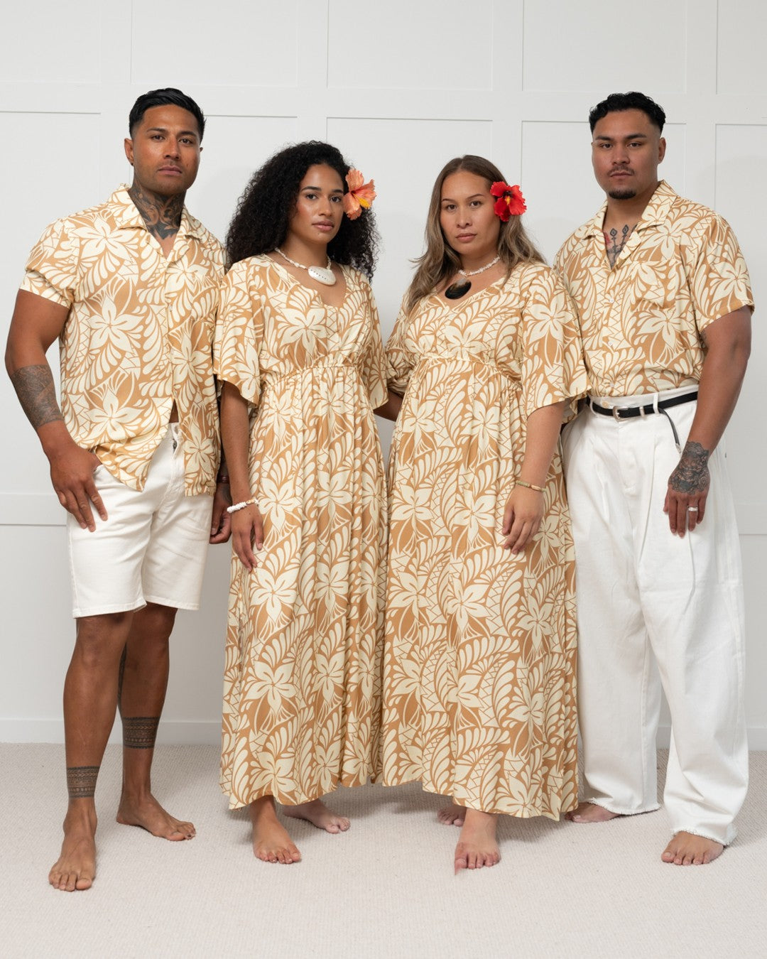 Island Dress & Shirt Matching Set - Lagoon Banana Palm