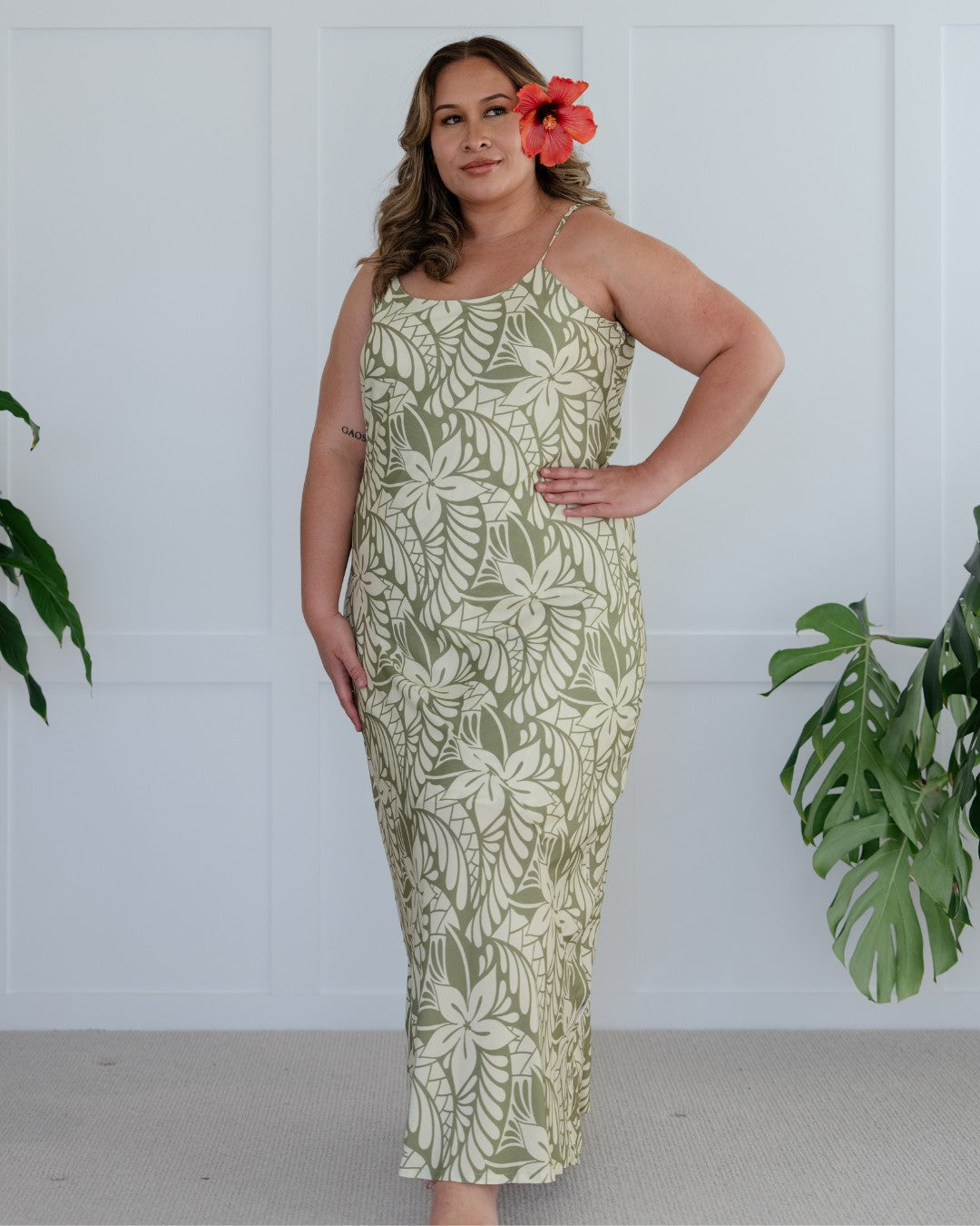 Amy Womens Maxi Island Dress - Sage - Plus Size
