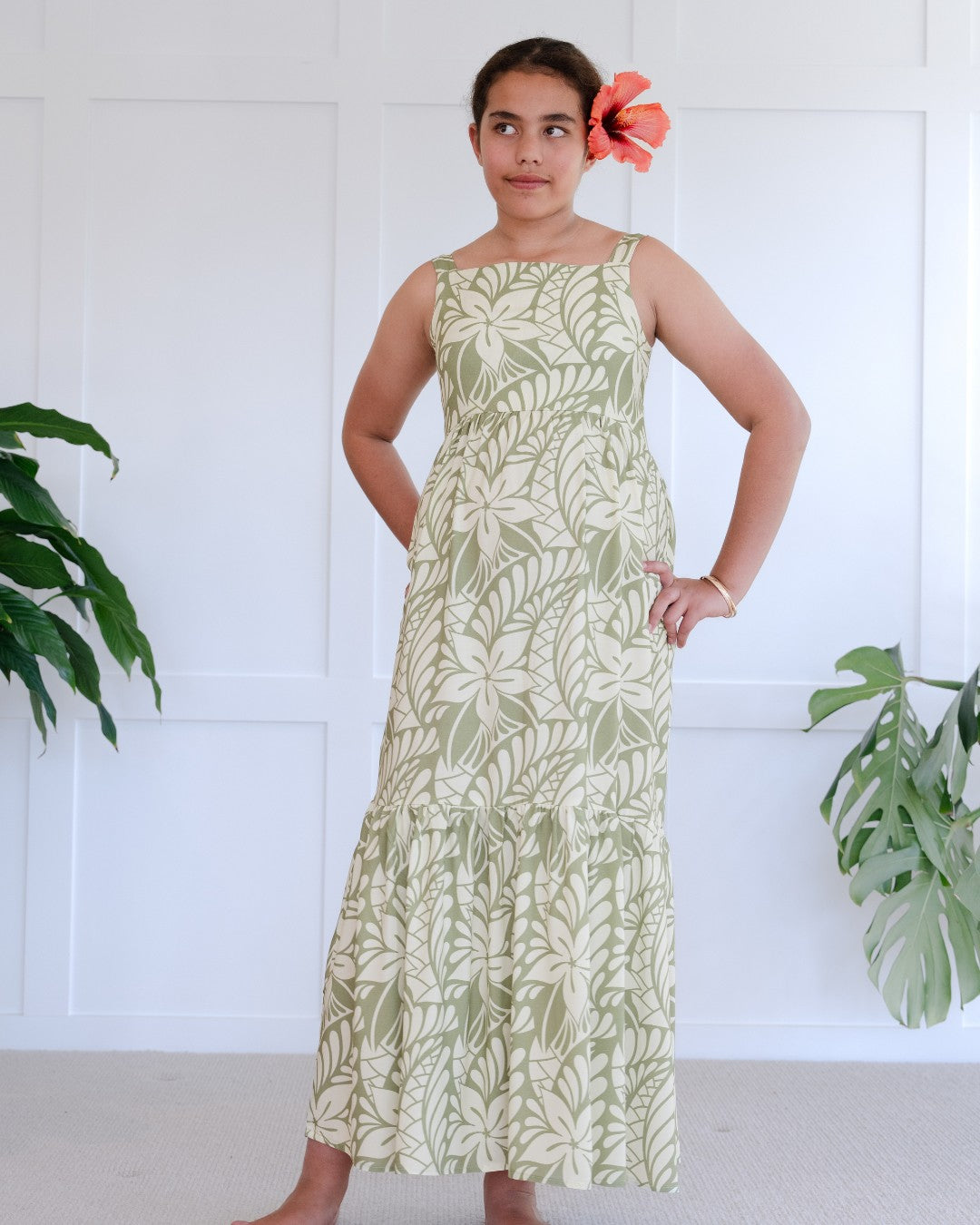 Gigi Teen Maxi Island Dress - Sage