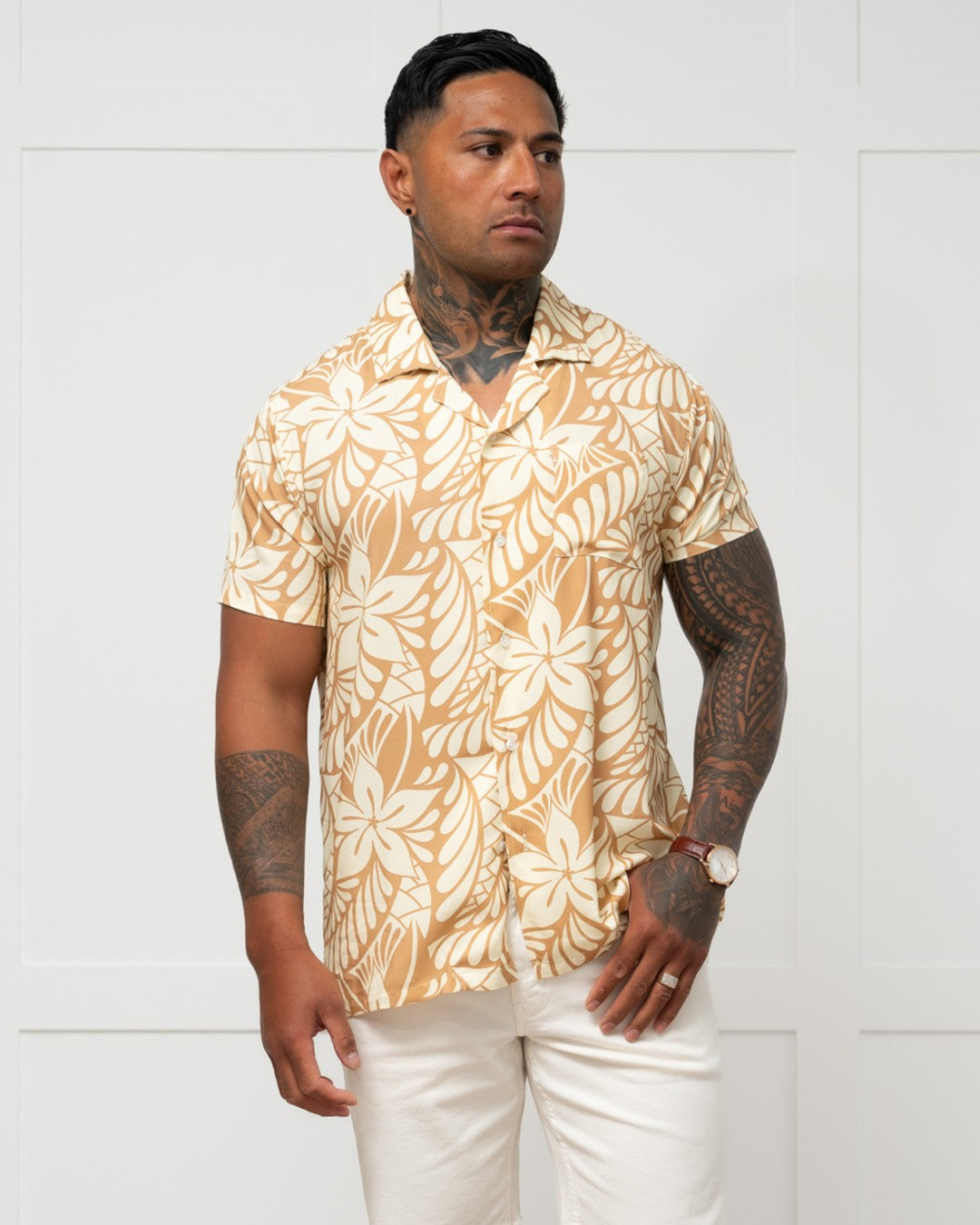 Island Dress & Shirt Matching Set - Lagoon Banana Palm