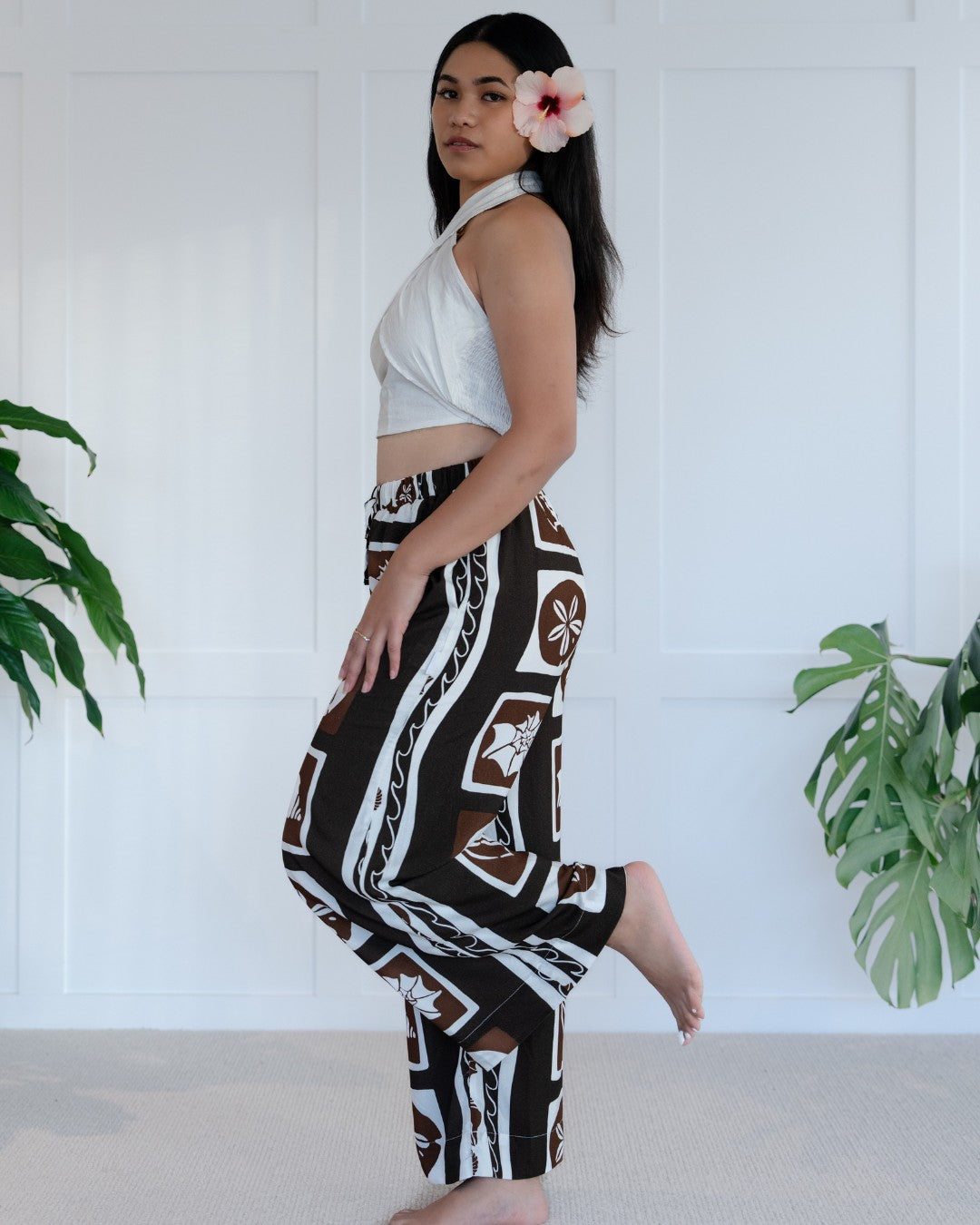 Kalea Womens Wide Leg Island Pants - Island Nature Coco - Small