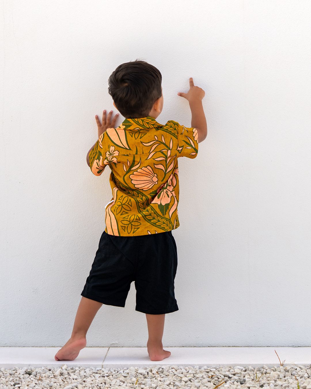 Kanoa Baby Short Sleeve Island Shirt - Island Vines Gold