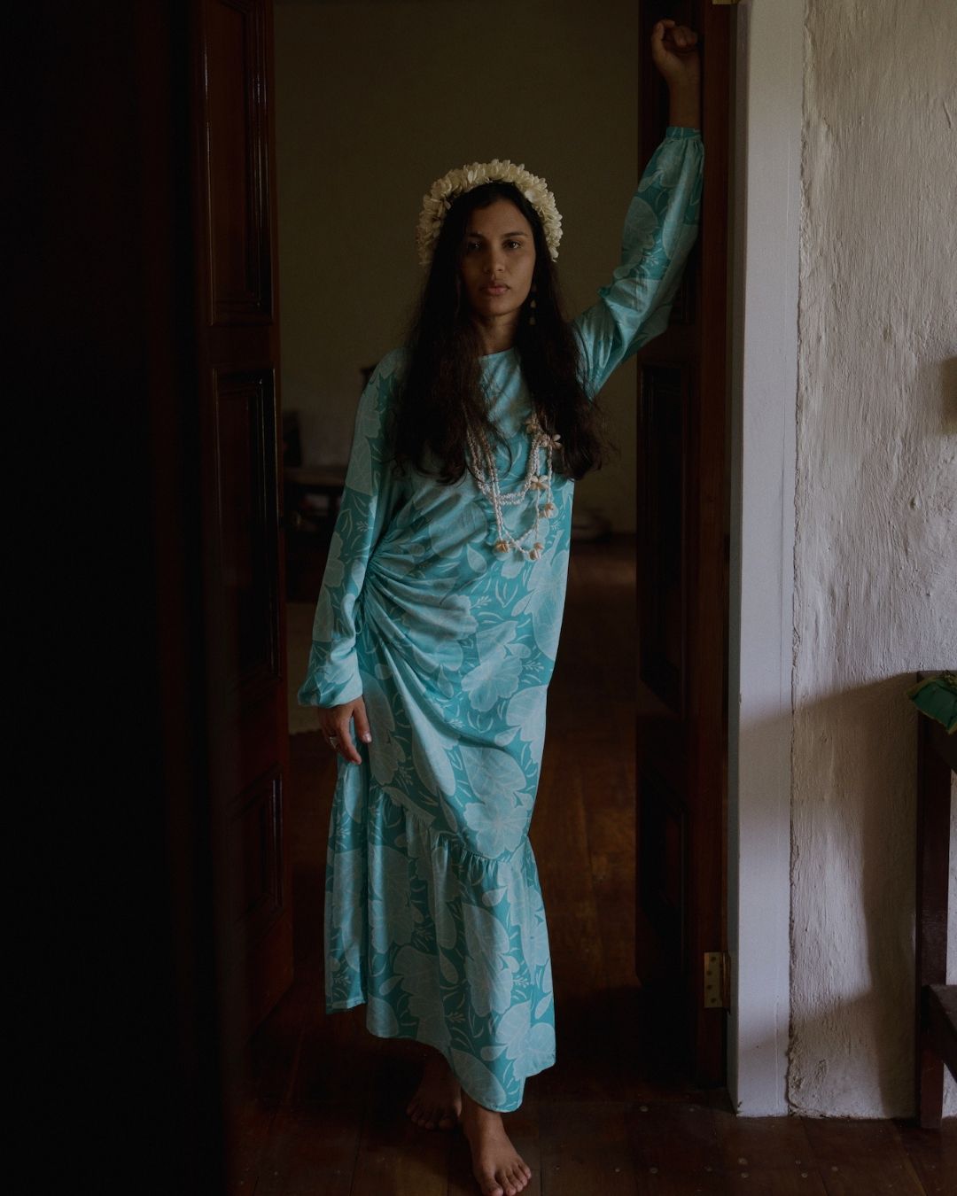 Keziah Womens Island Dress - Royal Hibiscus Tide - Blue