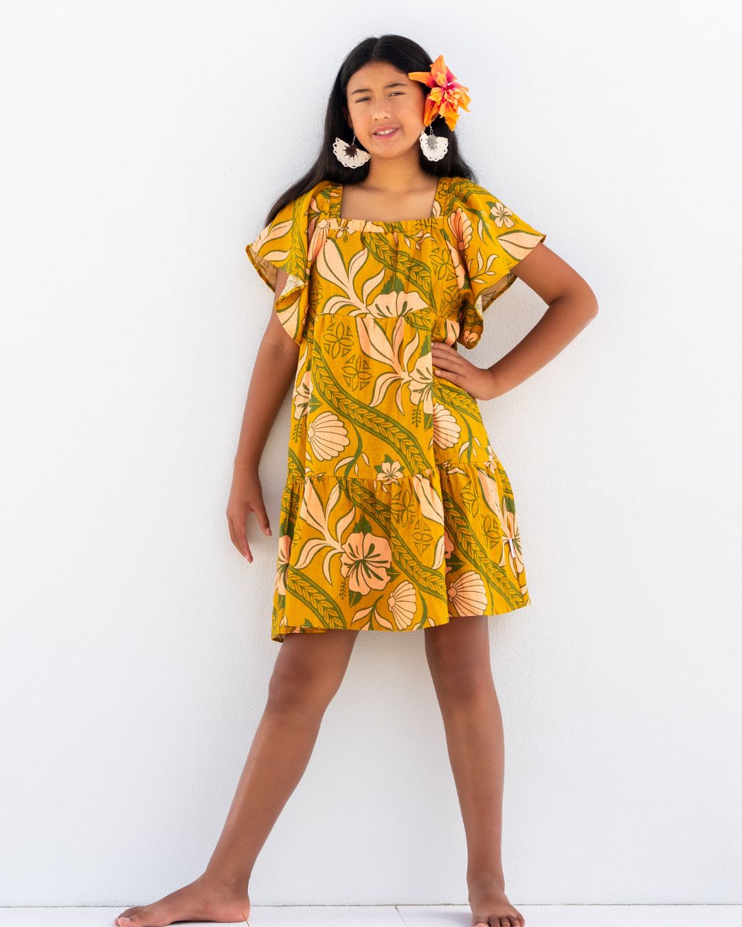 Marino Vai Tween Island Dress - Island Vines Gold