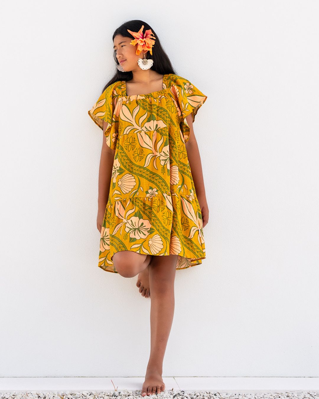 Marino Vai Tween Island Dress - Island Vines Gold