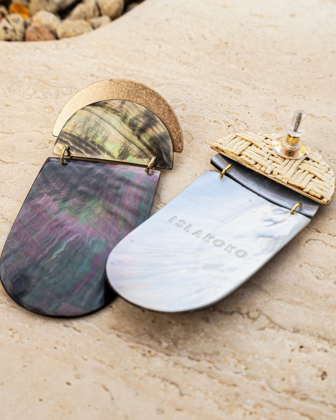 Mother of Pearl Half Moon Stud Earrings