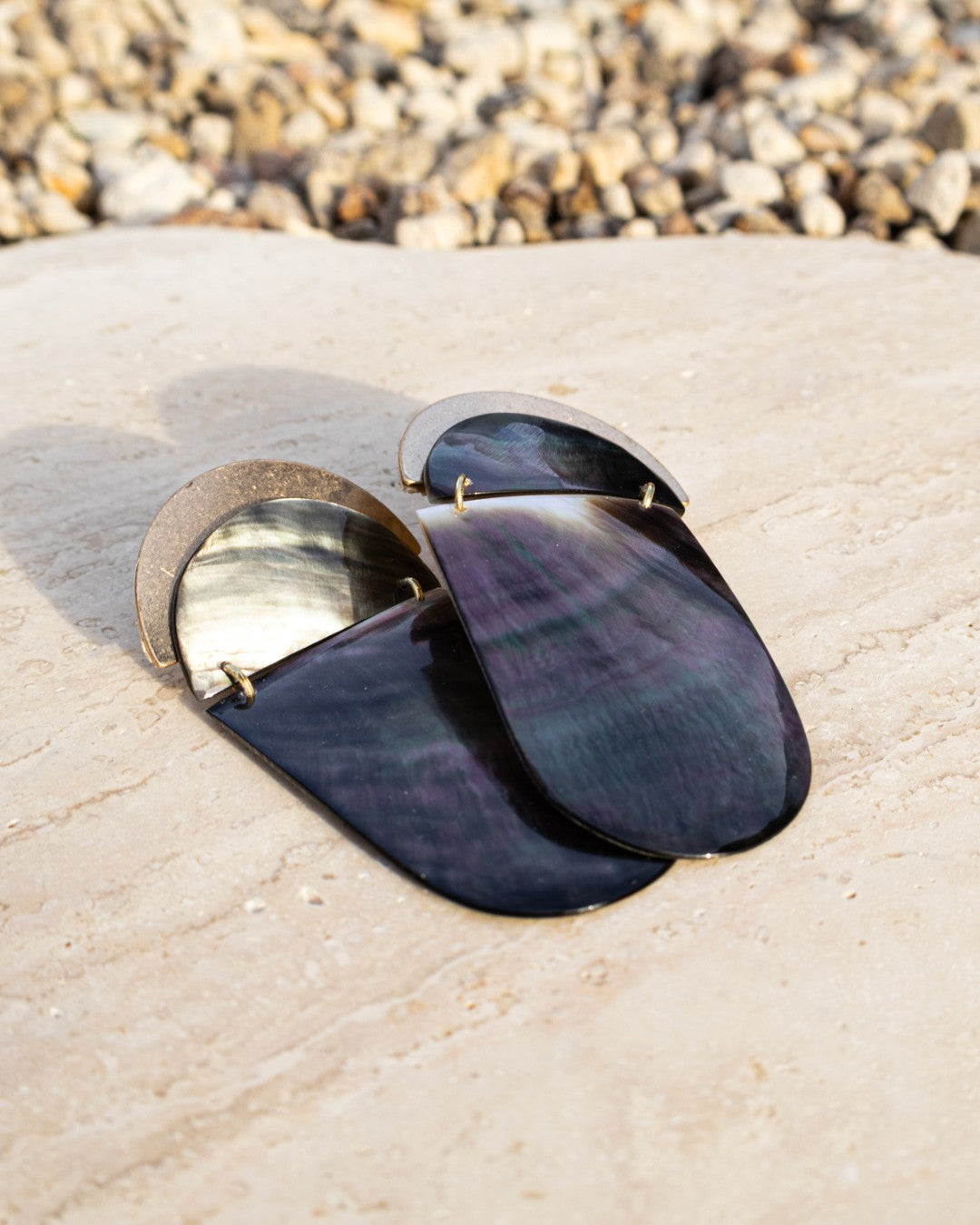 Mother of Pearl Half Moon Stud Earrings