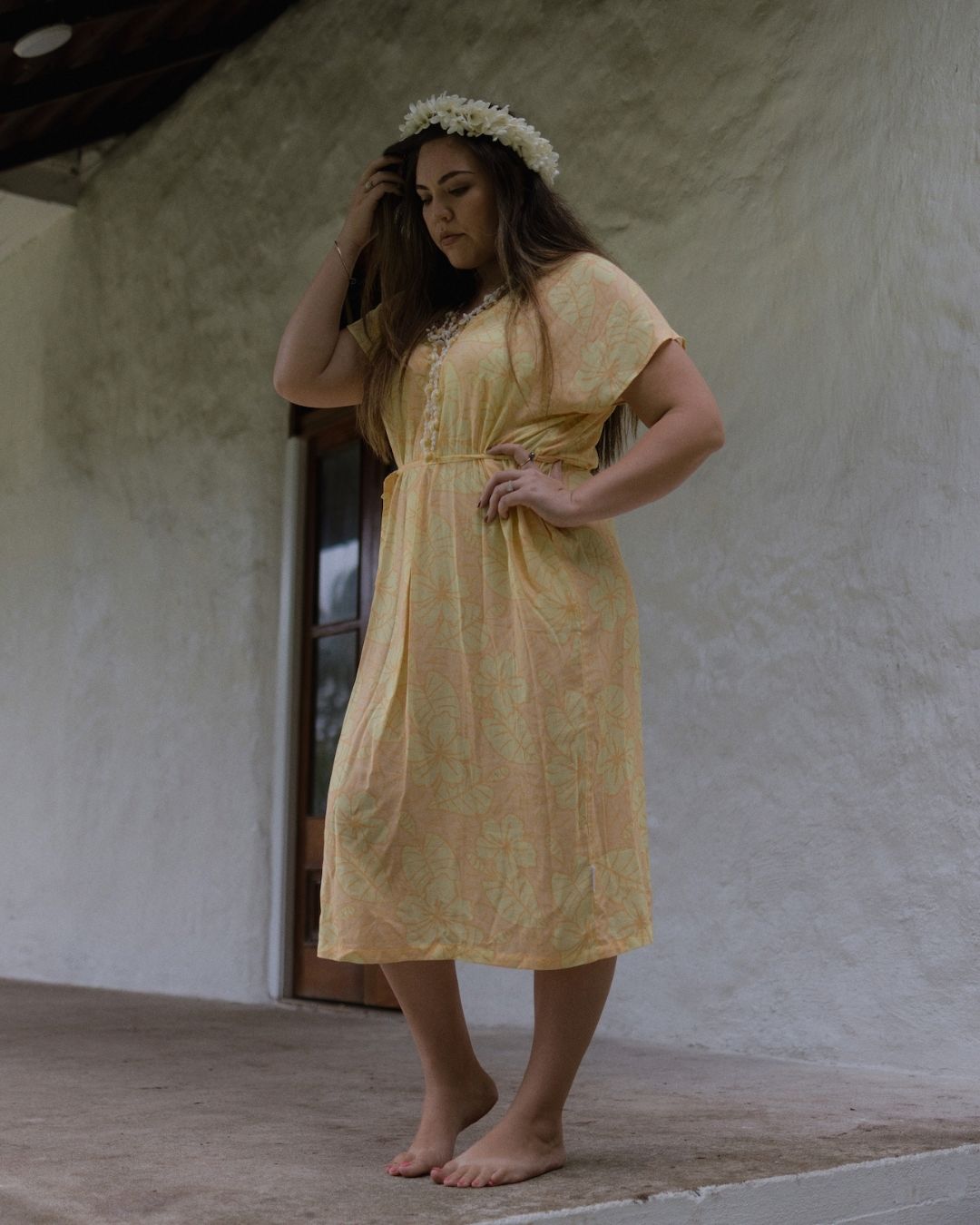 Senia Womens Reversible Island Dress - Royal Hibiscus Mango - Orange