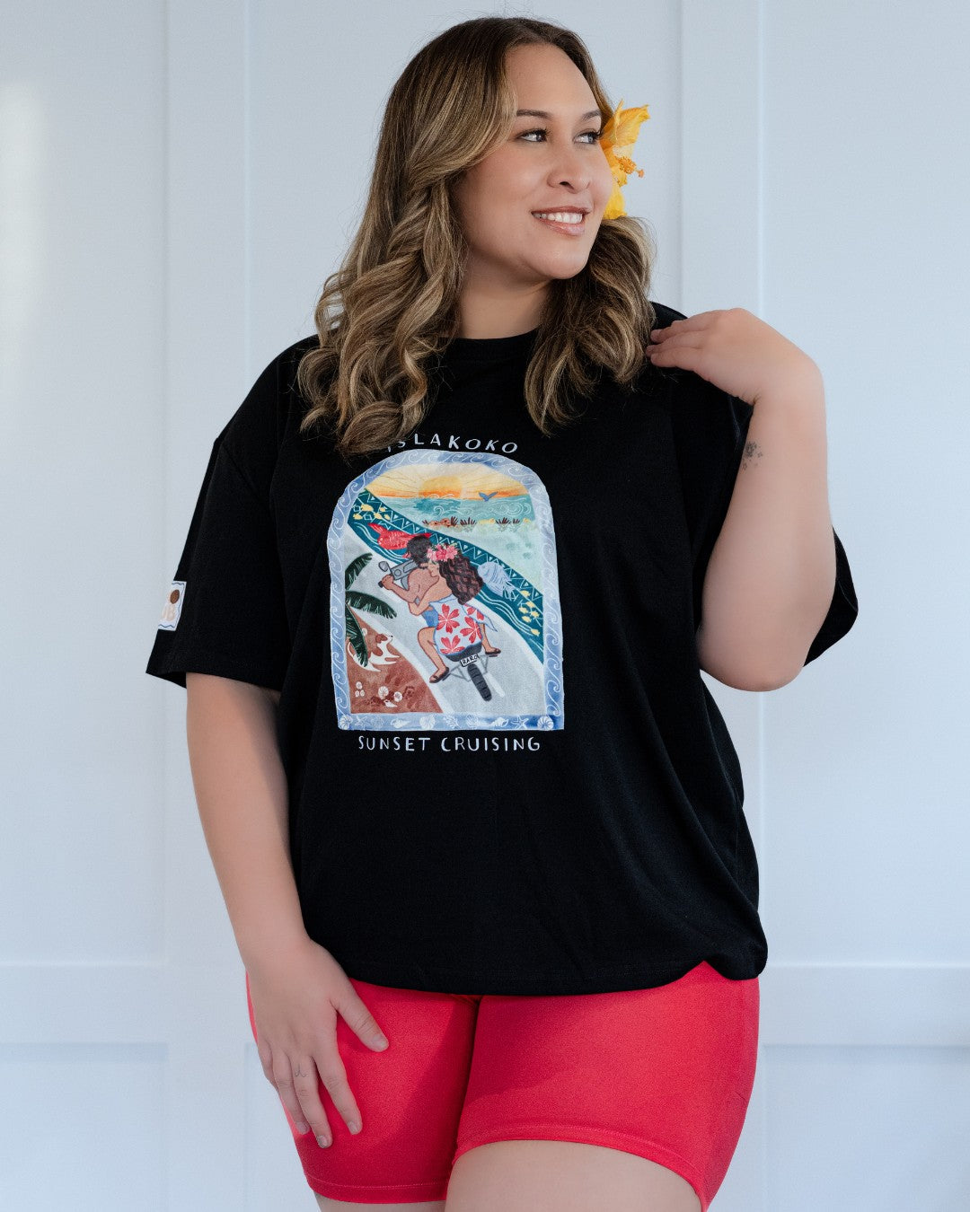 Sunset Cruising Oversized Island T-Shirt - Black