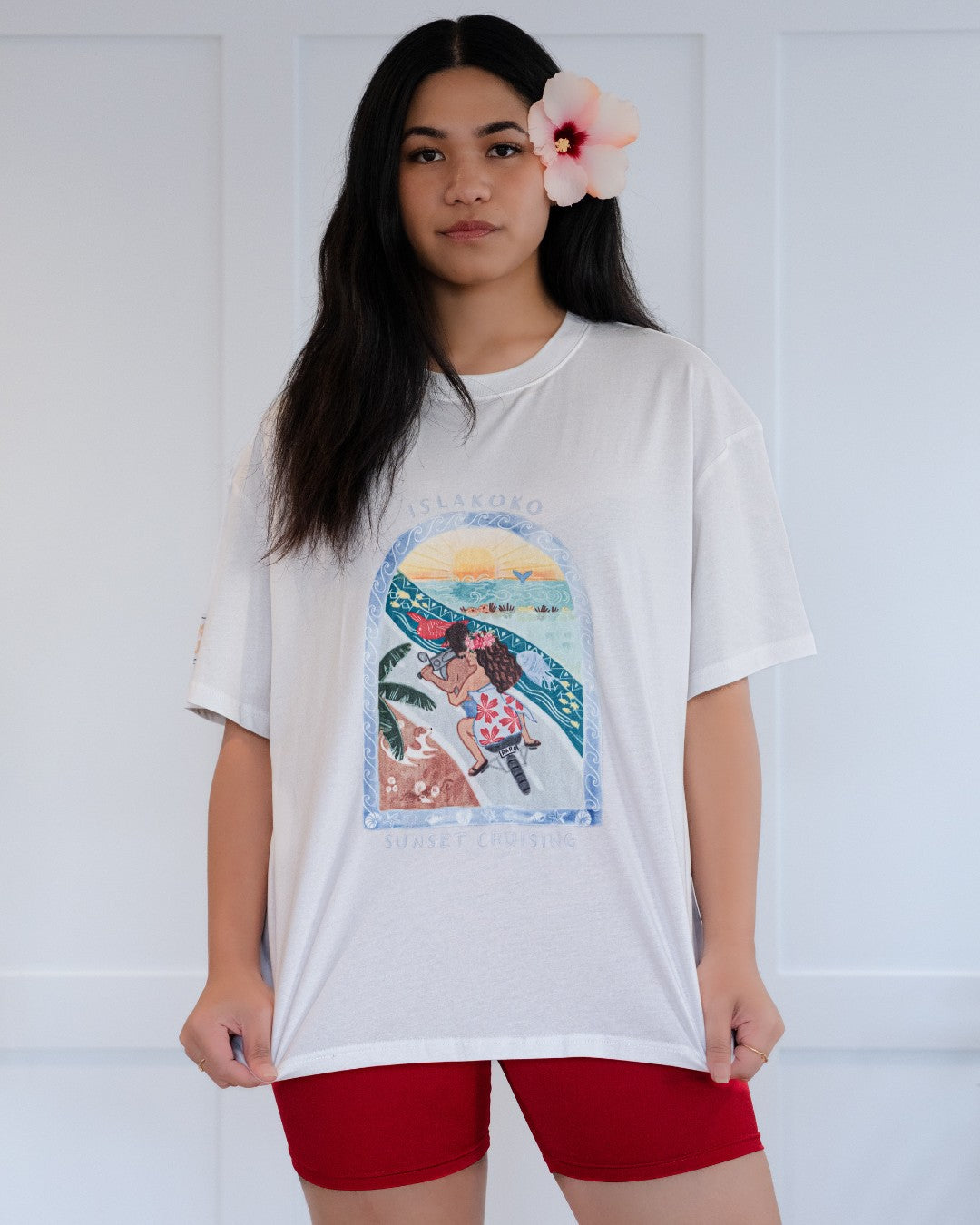 Sunset Cruising Oversized Island T-Shirt - White