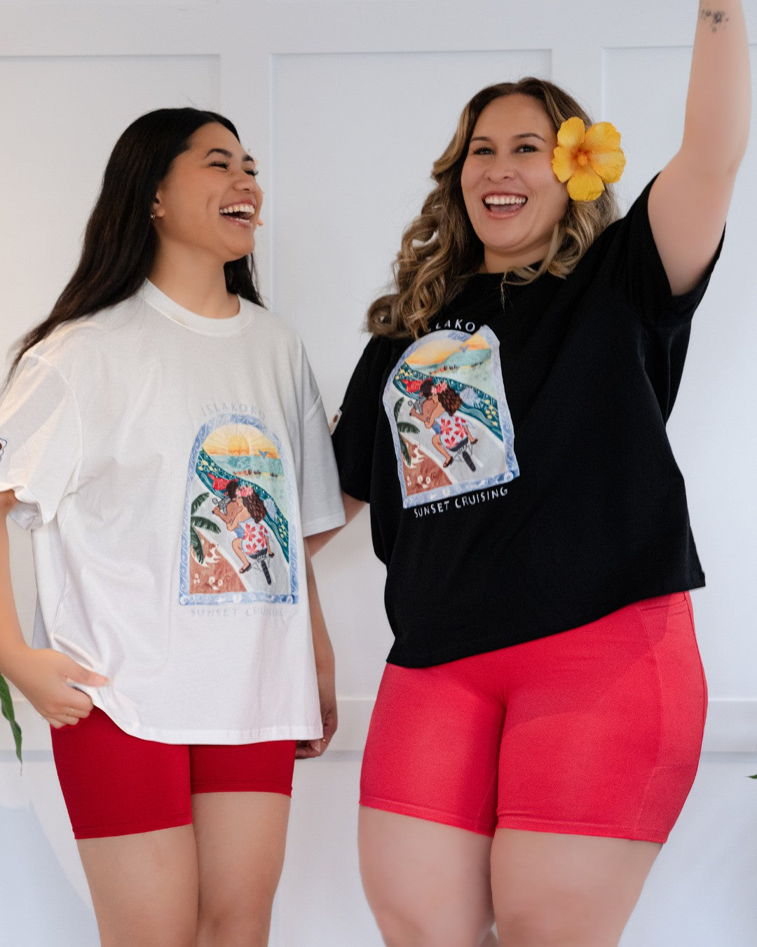 Sunset Cruising Oversized Island T-Shirt - Black